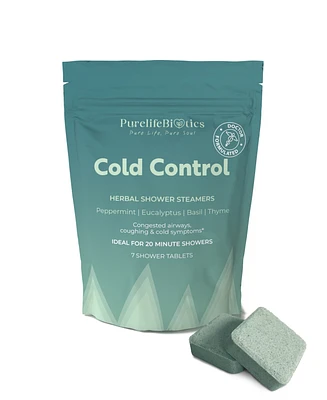 PurelifeBiotics Cold Control: Unleash the Power of Peppermint & Eucalyptus for Clear Airways & Cold Relief | 7 Standard Tablets | 20 Minute Showers