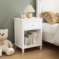 Streamdale Furniture Wooden Nightstand With One Drawer One Shelf For Kids, Adults