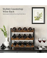 Slickblue Countertop Wine Rack, 3-tier Display Wine Storage Shelves, Holds 12 Bottles