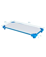 ECR4Kids Stackable Kiddie Cot with Sheet, Standard Size, Blue, 6-Pack