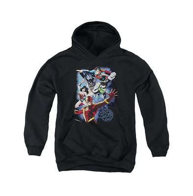Justice League Boys of America Youth Galactic Attack Color Pull Over Hoodie / Hooded Sweatshirt