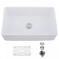 Streamdale Furniture 33 L X 20 W Single Basin Ceramic Farmhouse Kitchen Sink With Basket Strainer