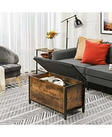 Slickblue Industrial Rustic Brown Storage Ottoman With Flip Lid
