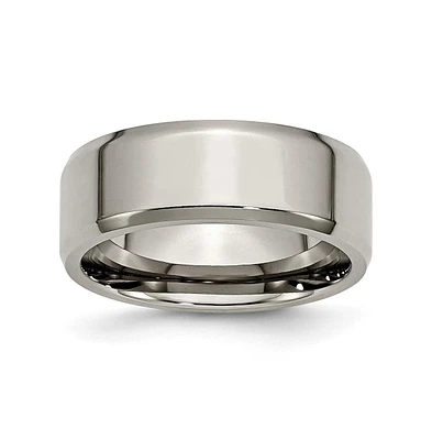 Chisel Titanium Polished Beveled Edge Wedding Band Ring