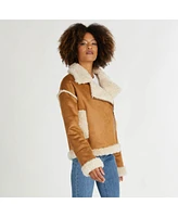 Nvlt Women's Shearling Cropped Biker