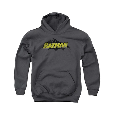 Batman Boys Youth Classic Comic Logo Pull Over Hoodie / Hooded Sweatshirt