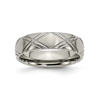 Chisel Titanium Brushed Criss-cross Design Wedding Band Ring