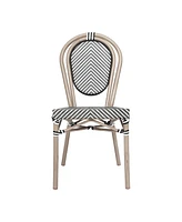 Merrick Lane Mael Stacking Thonet Bistro Style Chair With Textilene Seat And Bamboo Finished Metal Frame For Indoor/Outdoor Use
