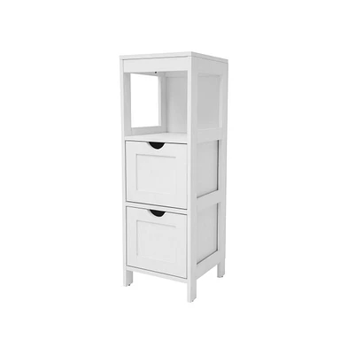 Merrick Lane Delilah 2 Drawer Bathroom Storage Cabinet Organizer With Open Display Shelf