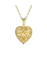 Bling Jewelry Filigree Star Heart Shape Aromatherapy Essential Oil Perfume Diffuser Locket Necklace For Women 18K Gold Plated - Gold