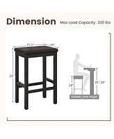 Set of 2 Rubber Wood Bar Stools 24" Counter Height Stool with Padded Seat