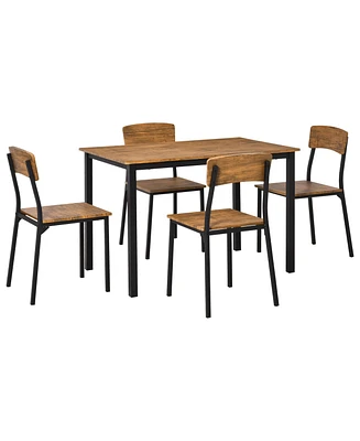 Homcom 5 Pc Contemporary Dining Set Table with 4 Chairs Compact Kitchen Seating