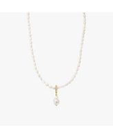 Bearfruit Jewelry Nacre Cultured Pearl Necklace with Teardrop Shaped Charm Pendant