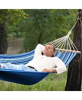 Gymax Swing Hammock Chair Set Hanging Bed w/ Heavy-Duty Steel Stand Cup Holder