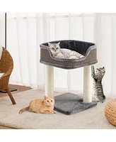 Sugift Multi-Level Cat Climbing Tree with Scratching Posts and Large Plush Perch