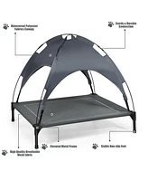 Sugift Portable Elevated Outdoor Pet Bed with Removable Canopy Shade