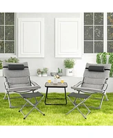 Inolait Sugift 5-Piece Patio Sling Chair Set Folding Lounge Chairs with Footrests and Coffee Table