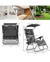 Inolait Sugift Folding Recliner Lounge Chair with Shade Canopy Cup Holder