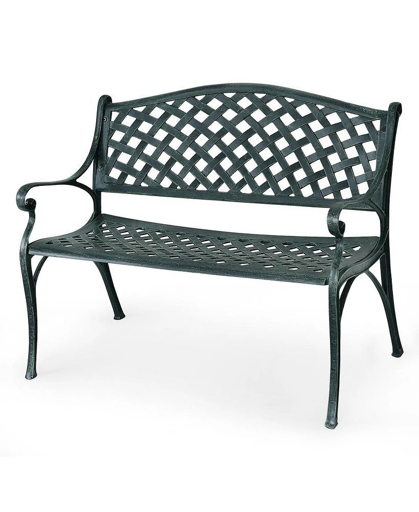 Sugift 40 Inch Outdoor Aluminum Antique Garden Patio Bench