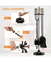 Sugift 31 inch 5 Pieces Metal Fireplace Tool Set with Stand