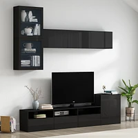 Streamdale Furniture High Gloss Tv Stand with Wall Mounted Cabinets