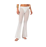 Edikted Women's Flo Sheer Mesh Flared Pants