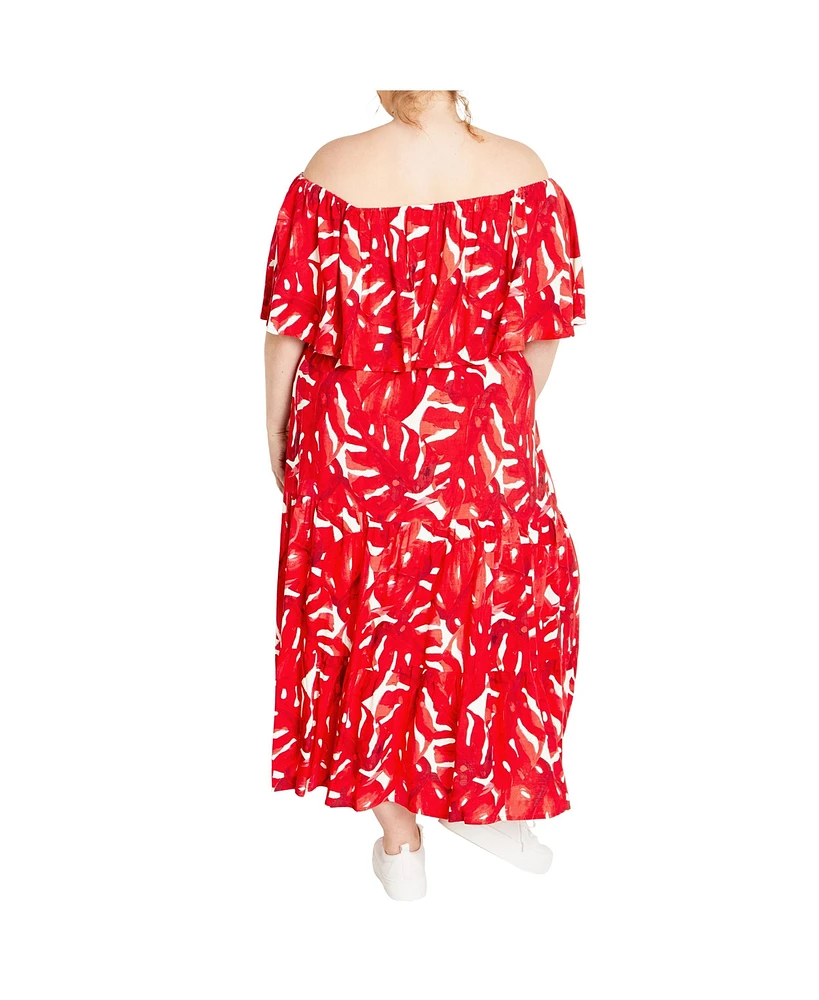 City Chic Plus Boardwalk Print Maxi Dress