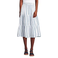 Lands' End Women's High Rise Tiered Gauze Midi Skirt