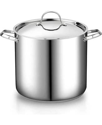 Cook N Home 24-Quart 18/10 Stainless Steel Classic Deep Cooking Pot Canning Stockpot with Stainless Steel Lid, Silver