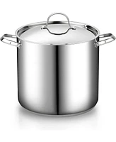 Cook N Home 24-Quart 18/10 Stainless Steel Classic Deep Cooking Pot Canning Stockpot with Stainless Steel Lid, Silver