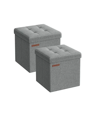 Slickblue Set Of 2 - 11.8 Inches Folding Storage Ottoman Bench, Storage Chest, Foot Rest Stool