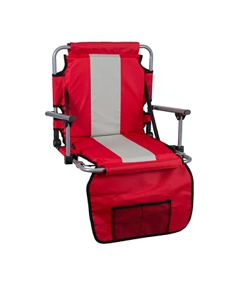Stansport Tubular Frame Folding Stadium Seat with Arms - Red/Tan