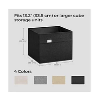Slickblue Storage Cubes, Set of 4 Cube Bins, 2 Handles, Oxford Fabric and Linen-Look Fabric, Washable, Foldable, Metal Label Holders