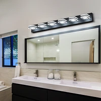 Streamdale Furniture Led Modern Black Vanity Lights, 6-Lights Acrylic Matte Black Bathroom Vanity Lights Over Mirror