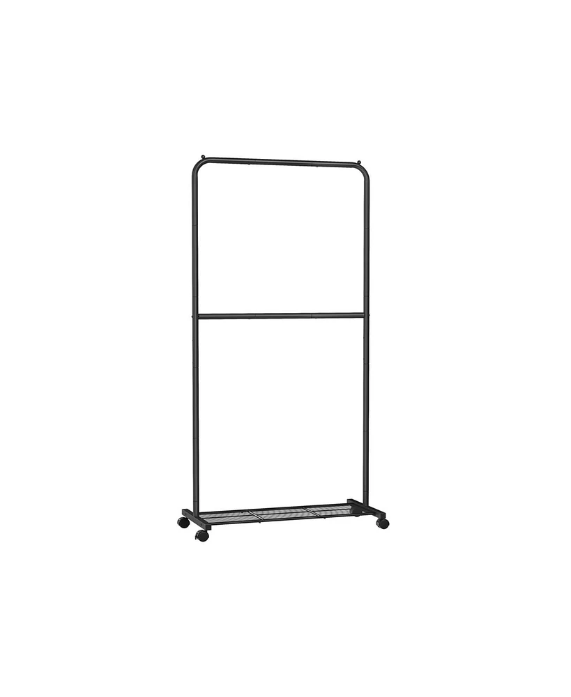 Slickblue 36 Inch Double-rod Clothes Rack With Wheels