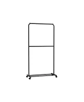 Slickblue 36 Inch Double-rod Clothes Rack With Wheels