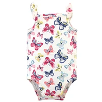 Touched by Nature Baby Girls Organic Cotton Bodysuits 5pk, Bright Butterflies, 3-6 Months