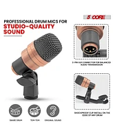 5 Core Tom Microphone Copper Finish Xlr Wired Uni Directional Snare Drum and Other Musical Instrument Mic w Swivel