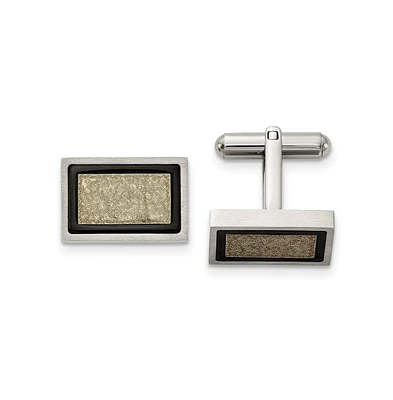 Chisel Stainless Steel Brushed & Textured Black & Yellow Cufflink