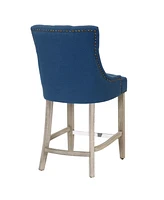 24" Linen Fabric Tufted Buttons Upholstered Wingback Counter Stool
