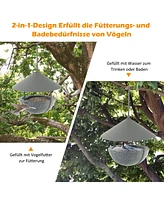 Sugift Metal Hanging Bird Feeder and Bath with Weatherproof Dome