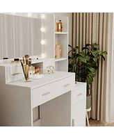 Simplie Fun Smart mirror dressing table with storage and drawers