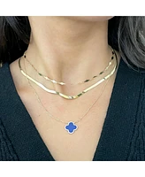 The Lovery Extra Large Lapis Single Clover Necklace 14K Gold