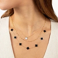 The Lovery Onyx Clover Necklace 14K Gold