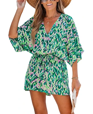 Cupshe Women's Abstract Print Drawstring Romper