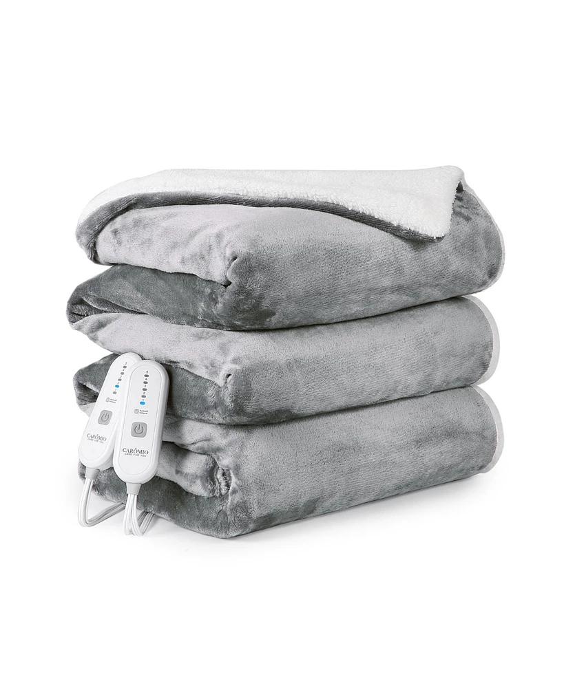 Caromio Queen Flannel Electric Heated Blanket with Dual Control, 84" x 90"