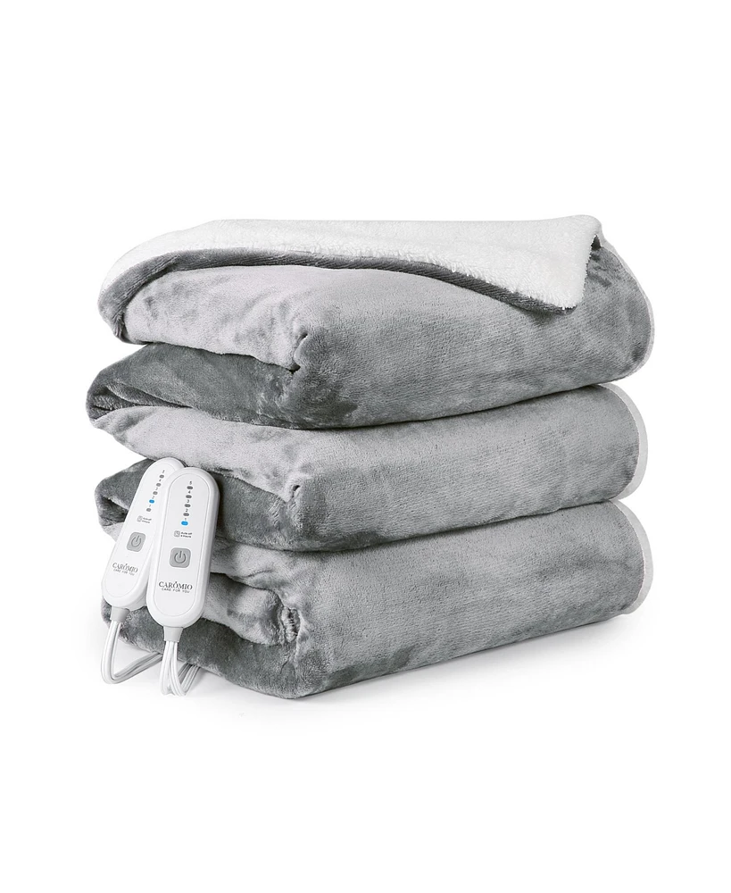 Caromio Queen Size Flannel Electric Heated Blanket with Dual Control, 84" x 90"