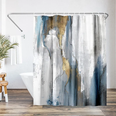 71x74 Abstract Shower Curtain - Revolving Motion by Pi Creative Art