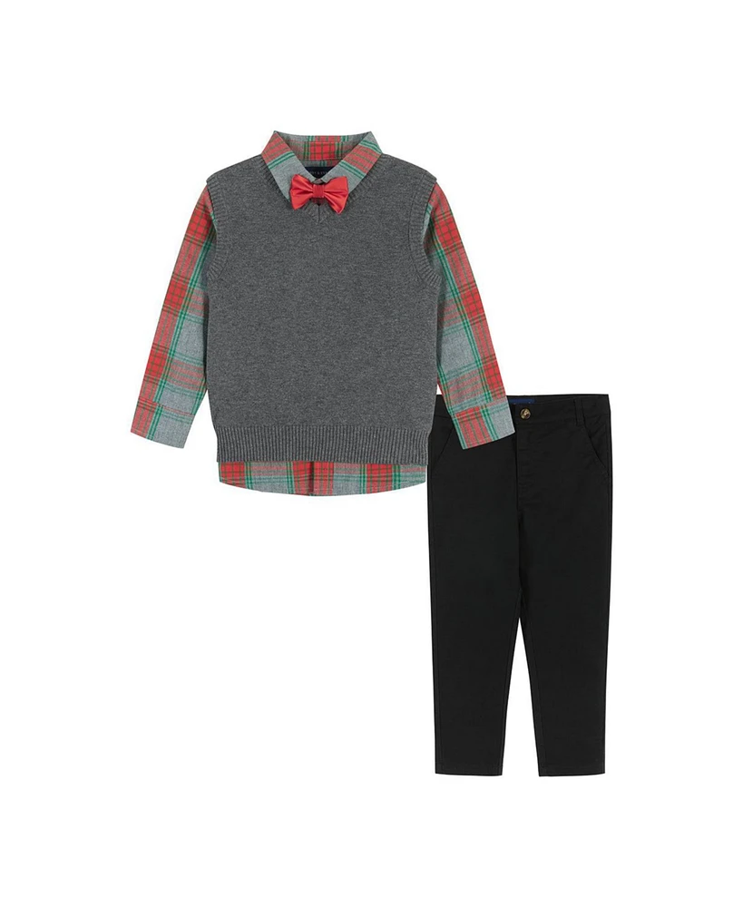 Toddler/Child Boys Holiday Check Button-down w/Vest Set