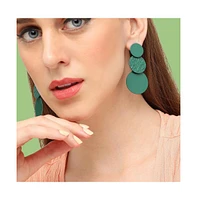 Sohi Women's Pink Dented Drop Earrings